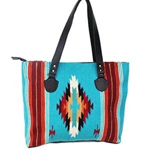 CHALLENGER Women's Handwoven Wool Rodeo Shoulder Handbag Tote Purse Turquoise 103RT11