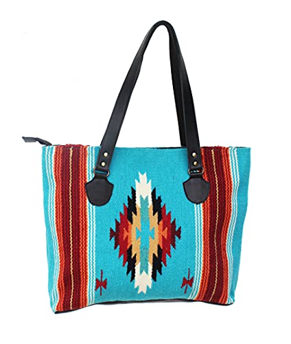 CHALLENGER Women's Handwoven Wool Rodeo Shoulder Handbag Tote Purse Turquoise 103RT11