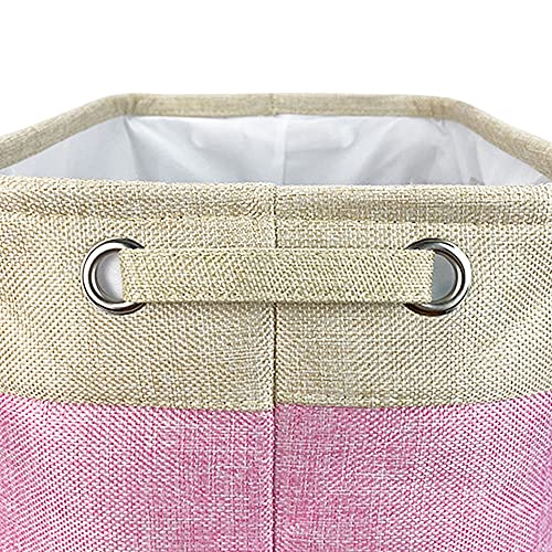 MALIHONG Personalized Foldable Storage Basket with Cute Dog Boston Terrier Collapsible Sturdy Fabric Pet Toys Storage Bin Cube with Handles for Organizing Shelf Home Closet, Pink and White