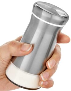salt shaker or pepper shaker with adjustable pour holes – elegant stainless steel spice dispenser – perfect for himalayan, table salt, white and black pepper (salt shaker)