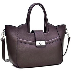 dasein womens retro handbag flap-over belt satchel purse top handle shoulder bag (coffee)