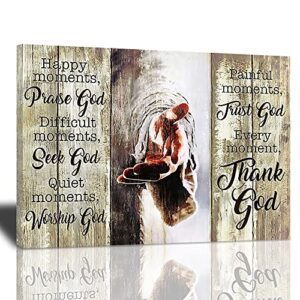 Amazing Jesus Poster Christian Religious Canvas Wall Art Every Moment Thank God Painting Christ Pictures Prints Hand of God Artwork Motivational Quotes Wall Decor Poster Framed for Bedroom Living Room