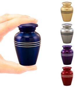immortal-memories serenity keepsake urn for ashes – miniature urns – mini jar – pet urn -token urn with velvet bag (cobalt blue)