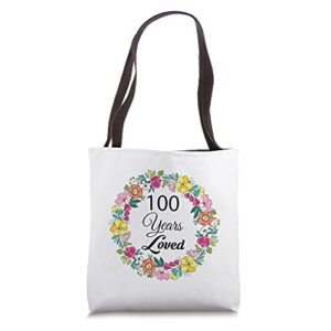 funny loved 100 years old men & women 100th birthday gift tote bag