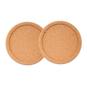 natural round cork coasters for drinks with lip edge absorbent heat and water resistant reusable durable saucers for bar glass cup / mug coffee coasters (2, pcs)