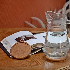 Natural Round Cork Coasters for Drinks with Lip Edge Absorbent Heat and Water Resistant Reusable Durable Saucers for Bar Glass Cup / Mug Coffee Coasters (2, PCS)