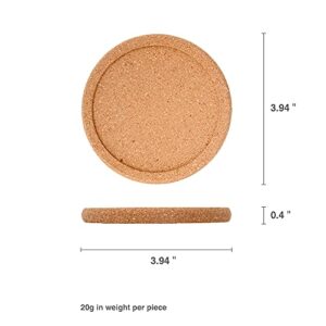 Natural Round Cork Coasters for Drinks with Lip Edge Absorbent Heat and Water Resistant Reusable Durable Saucers for Bar Glass Cup / Mug Coffee Coasters (2, PCS)