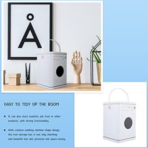 NUOBESTY Metal Storage Box Container Iron Storage Trunks Storage Chests with Lid Laundry Powder Storage Tin Box Holder White (Washing Machine Shape)