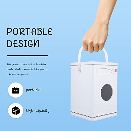 NUOBESTY Metal Storage Box Container Iron Storage Trunks Storage Chests with Lid Laundry Powder Storage Tin Box Holder White (Washing Machine Shape)