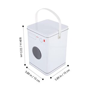 NUOBESTY Metal Storage Box Container Iron Storage Trunks Storage Chests with Lid Laundry Powder Storage Tin Box Holder White (Washing Machine Shape)