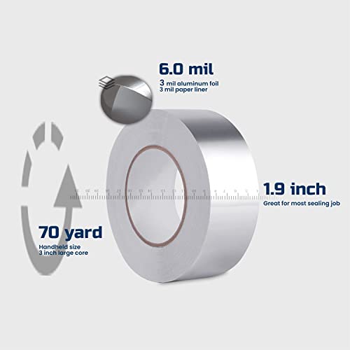 Lichamp HVAC Tape, Aluminum Foil Tape Metal Insulation Tape for Ductwork, AC Air Conditioner Sealing, 2 inch x 70 Yards (210 feet), A201SL