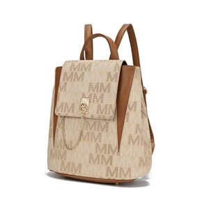 mkf collection backpack for women, vegan leather handbag top handle daypack purse