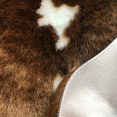 Cow Print Rug Faux Cowhide Area Rug Hide Animal Print Faux Fur Carpet Mat Nice for Living Room Bedroom Western Home Decor, 3.6x2.7Ft