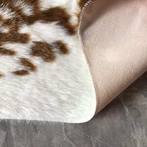 Cow Print Rug Faux Cowhide Area Rug Hide Animal Print Faux Fur Carpet Mat Nice for Living Room Bedroom Western Home Decor, 3.6x2.7Ft