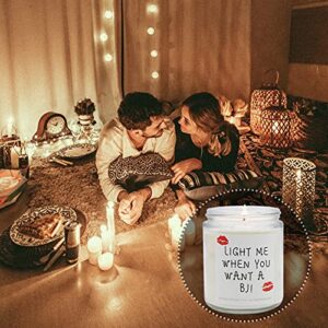 Lavender Scented Soy Candles (9 oz), Funny Boyfriend Gifts, Husband Gifts, Adult Humor Anniversary/Birthday Gifts for Him - Light Me When You Want A BJ