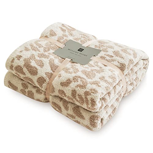 MH MYLUNE HOME Ultra Soft Leopard Throw Blanket (51x63 inches) Khaki Microfiber Blanket Plush Warm Reversible Cheetah Blanket Leopard Pattern Throw for Couch Bed Sofa