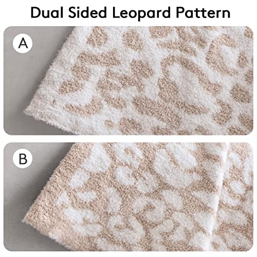 MH MYLUNE HOME Ultra Soft Leopard Throw Blanket (51x63 inches) Khaki Microfiber Blanket Plush Warm Reversible Cheetah Blanket Leopard Pattern Throw for Couch Bed Sofa