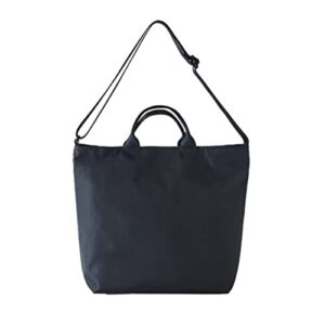 women men large vintage nylon tote shoulder bag shopping bag handbag (black)