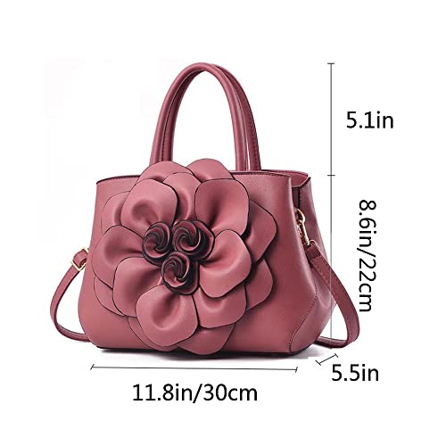 GJGJTER Women Soft Synthetic Patent Leather Simple Ladies Big Shoulder Hobo Crossbody Handbags Clutches Tote Satchel-Pink L