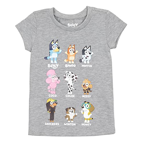 Bluey Bingo and Friends Toddler Girls 3 Pack Graphic T-Shirt Blue/Grey/Pink 3T