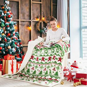 Touchat Sherpa Christmas Throw Blanket, Fuzzy Fluffy Soft Cozy Blanket, Fleece Flannel Plush Microfiber Blanket for Couch Bed Sofa (50" X 60", Christmas Tree)