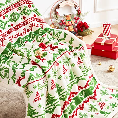 Touchat Sherpa Christmas Throw Blanket, Fuzzy Fluffy Soft Cozy Blanket, Fleece Flannel Plush Microfiber Blanket for Couch Bed Sofa (50" X 60", Christmas Tree)