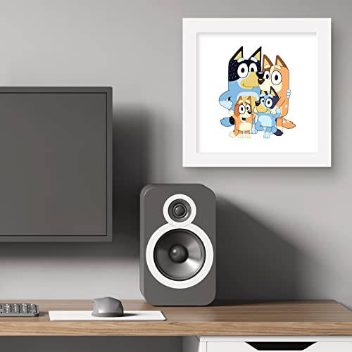 Trends International Gallery Pops Bluey - Dad, Mum, Bluey and Bingo Wall Art, White Framed Version, 12'' x 12''