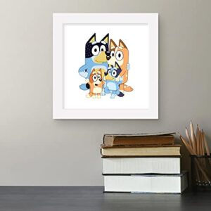 Trends International Gallery Pops Bluey - Dad, Mum, Bluey and Bingo Wall Art, White Framed Version, 12'' x 12''