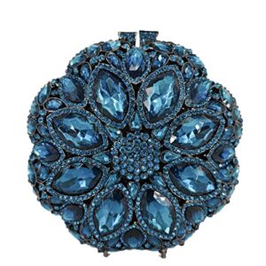 elegant round crystal clutch evening bags for women formal party handbags bridal wedding purse (turquoise,mini)