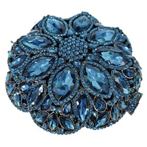 Elegant Round Crystal Clutch Evening Bags for Women Formal Party Handbags Bridal Wedding Purse (Turquoise,Mini)