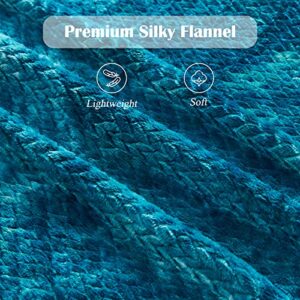 NEWCOSPLAY Super Soft Throw Blanket Premium Silky Flannel Fleece Leaves Pattern Lightweight Blanket All Season Use (Multi Blue, Throw(50"x60"))