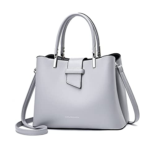 PORRASSO Fashion Handbag Purses Women Top-Handle Bags Ladies Crossbody Bag Satchel PU Leather Shoulder Tote Bags Gray