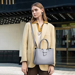 PORRASSO Fashion Handbag Purses Women Top-Handle Bags Ladies Crossbody Bag Satchel PU Leather Shoulder Tote Bags Gray