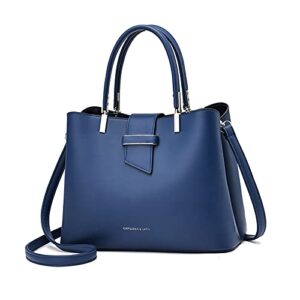porrasso fashion handbag purses women top-handle bags ladies crossbody bag satchel pu leather shoulder tote bags blue