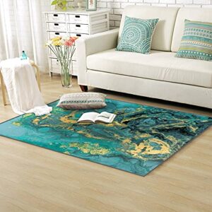 Area Runner Rug Non-Slip Throw Rugs Marble Abstract Acrylic Background Nature Blue marbling Artwork Carpet Playmat Yoga Indoor Floor Carpet Patio Door Mat for Living Room Home Decor