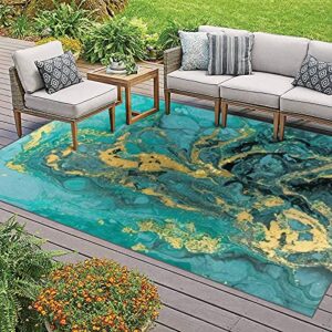 Area Runner Rug Non-Slip Throw Rugs Marble Abstract Acrylic Background Nature Blue marbling Artwork Carpet Playmat Yoga Indoor Floor Carpet Patio Door Mat for Living Room Home Decor