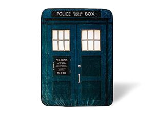 surreal entertainment doctor who tardis oversized plush throw blanket | cozy sherpa cover for sofa, bed | super soft fleece blanket | official bbc one collectible | 45 x 60 inches, blue, one size