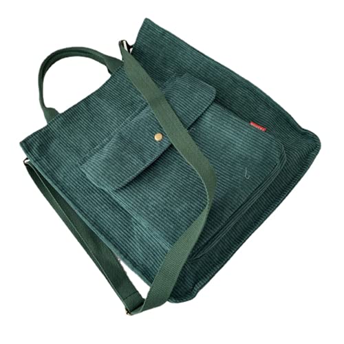 Corduroy Tote Bag Aesthetic Tote Bag Corduroy Hobo Bag for Women Tote Bag (Green)