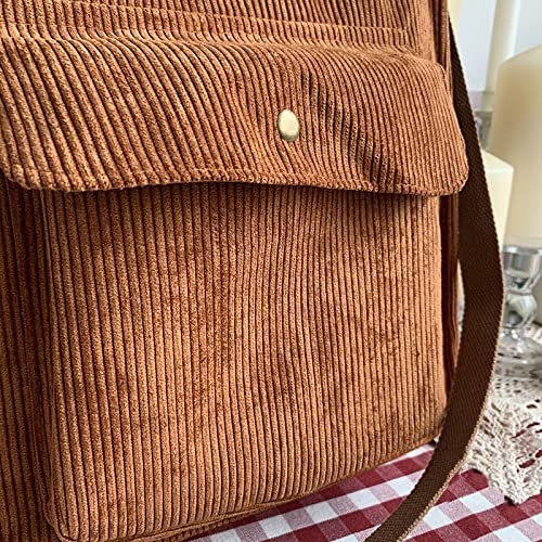 Corduroy Tote Bag Aesthetic Tote Bag Corduroy Hobo Bag for Women Tote Bag (Green)