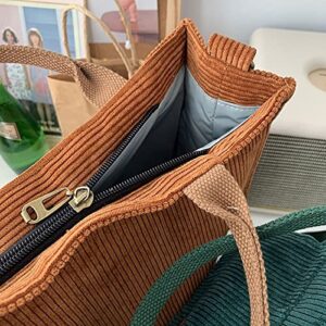 Corduroy Tote Bag Aesthetic Tote Bag Corduroy Hobo Bag for Women Tote Bag (Green)