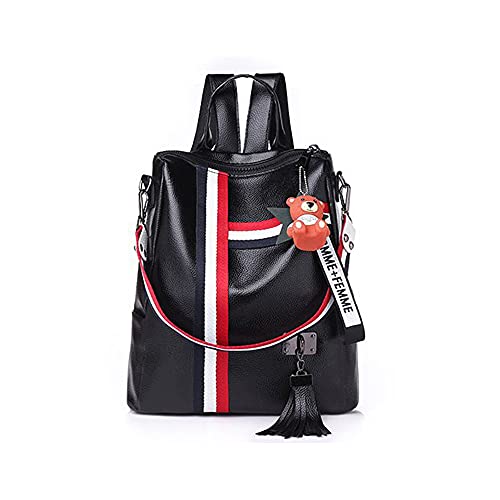 Heitiliamu Backpack handbag for woman large capacity leather shoulder bag cute girl mini backpack (black B)