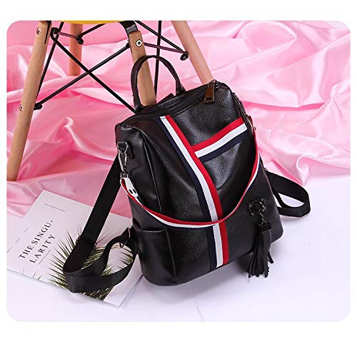 Heitiliamu Backpack handbag for woman large capacity leather shoulder bag cute girl mini backpack (black B)