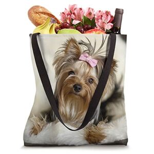 Cute Yorkie Puppy Portrait Yorkshire Terrier Dog Mom Dad Tote Bag