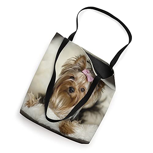 Cute Yorkie Puppy Portrait Yorkshire Terrier Dog Mom Dad Tote Bag