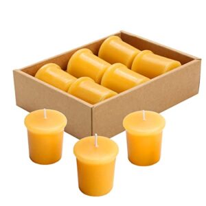 ljqizn 6pcs beeswax votive candles pure handmade pillar natural votives set for gift home décor party wedding spa