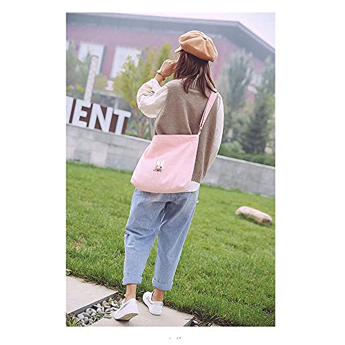 Kpop BTS Merchandise Canvas Shoulder Bag, Hobo Crossbody Handbag Casual Tote for Army Gifts Pink