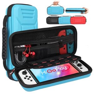 higoplay hard carry case compatible with nintendo switch oled /switch model protective space shell travel case portable storage bag with 10 game card slots for console & accessories