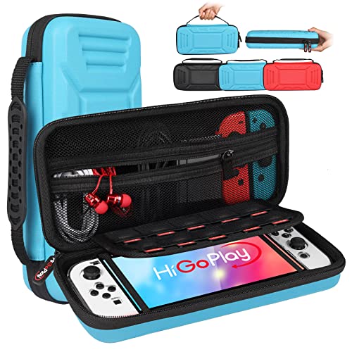 HIGOPLAY Hard Carry Case Compatible with Nintendo Switch OLED /Switch Model Protective Space Shell Travel Case Portable Storage Bag with 10 Game Card Slots for Console & Accessories