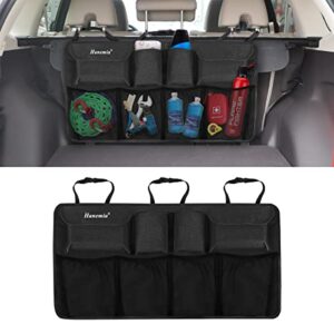car trunk organizer and storage, backseat hanging organizer, super capacity, durable, trunk organizer for suv, van (black)