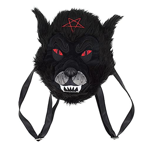 kreepsville 666 Wolf Head Pentagram Plush Purse Bag Werewolf Backpack